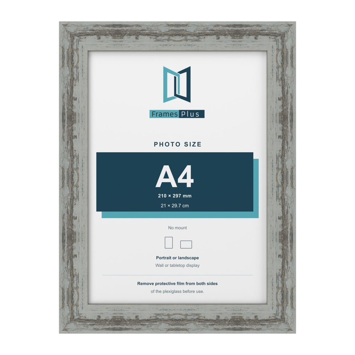 Exmouth Distressed Blue picture frame for a 210 x 297 mm photo