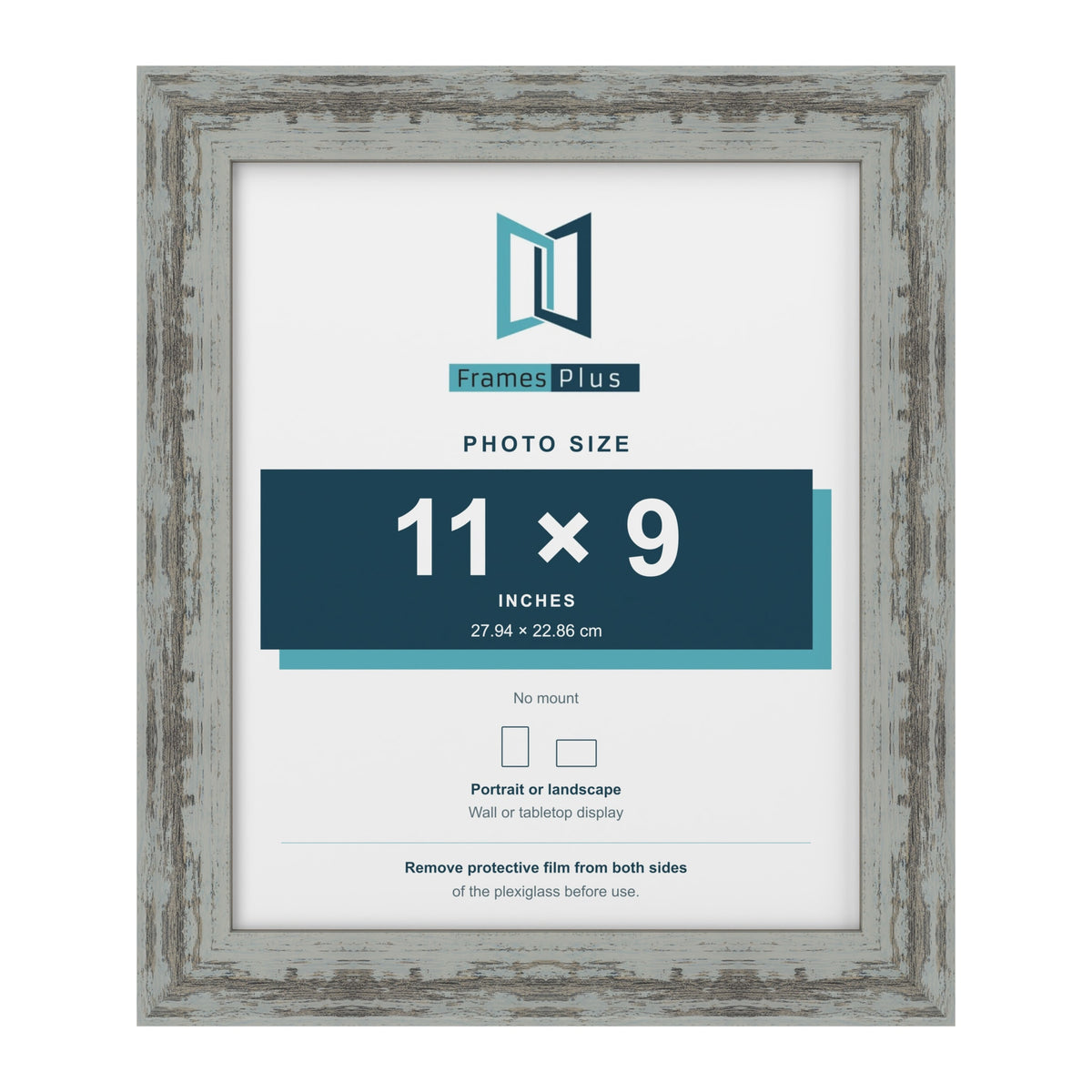 Exmouth Distressed Blue picture frame for a 229 x 279 mm photo