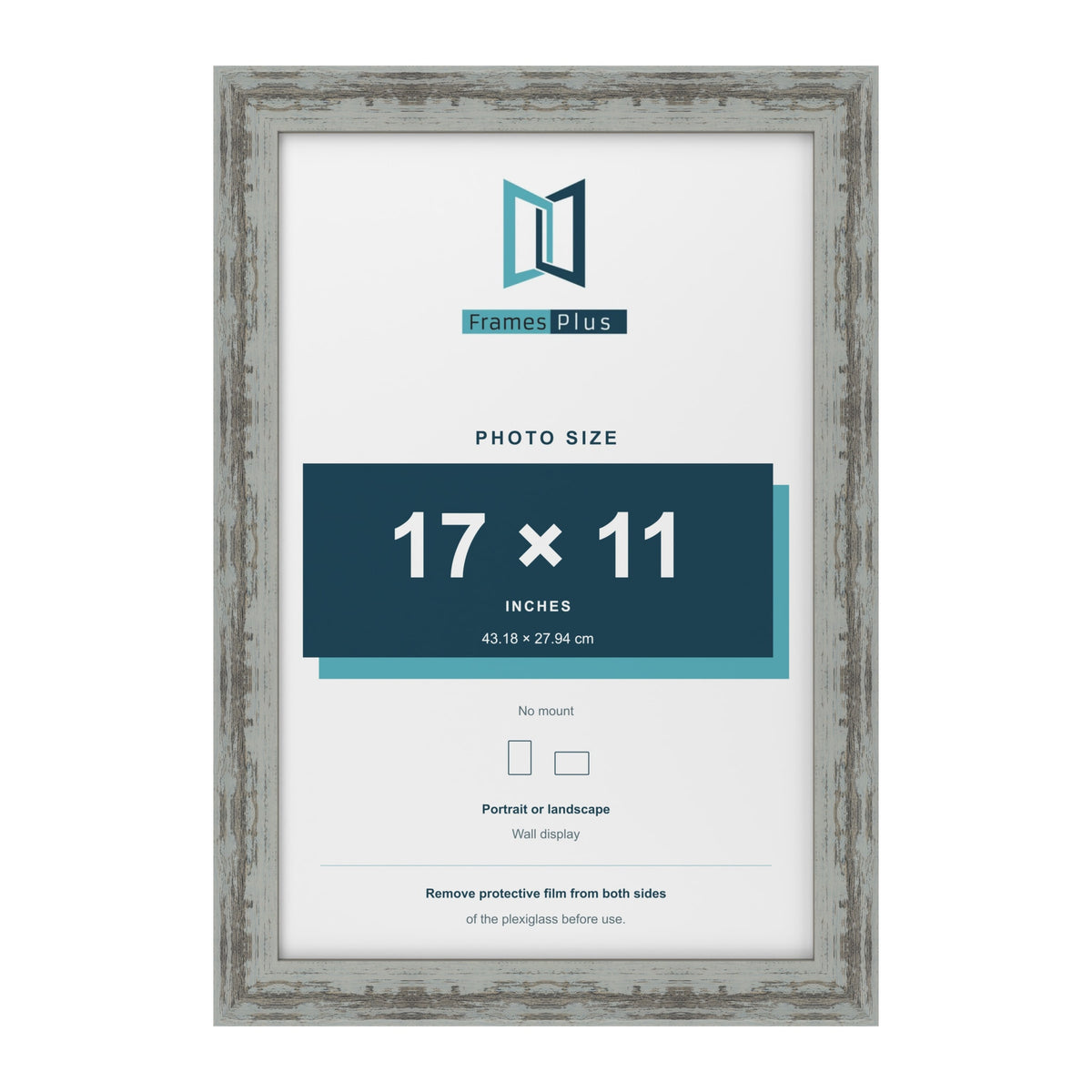 Exmouth Distressed Blue picture frame for a 279 x 432 mm photo