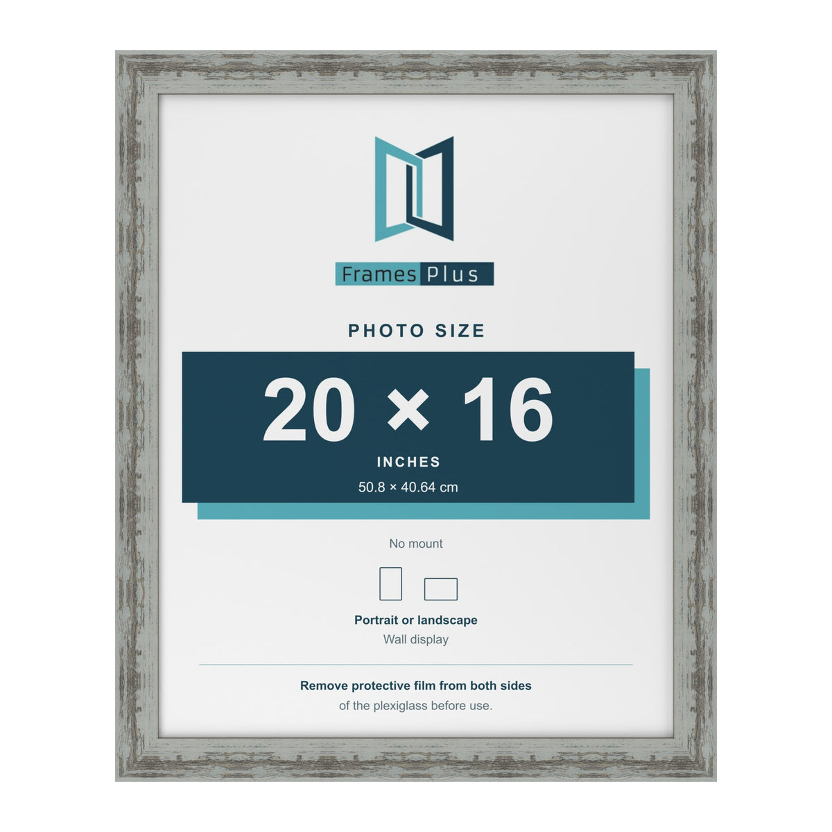 Exmouth Distressed Blue picture frame for a 406 x 508 mm photo