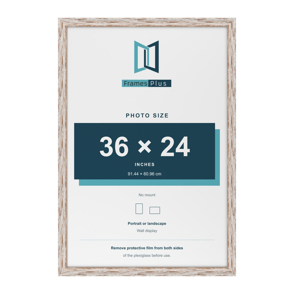 Exmouth Walnut Distressed picture frame for a 36 x 24 inch photo