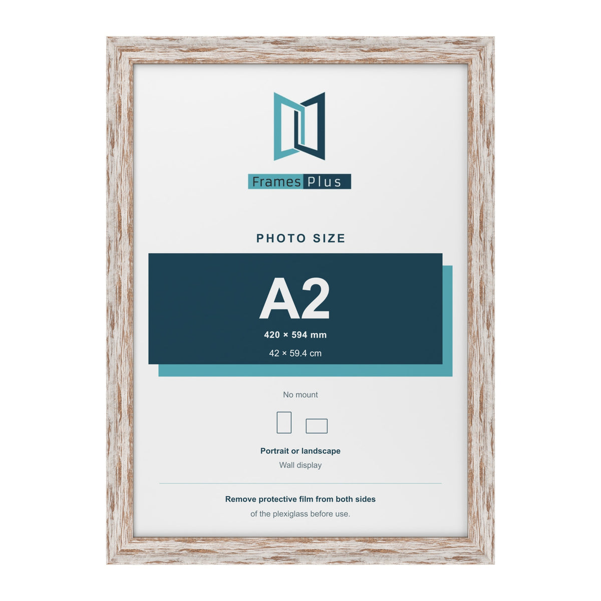 Exmouth Walnut Distressed picture frame for an A2 photo