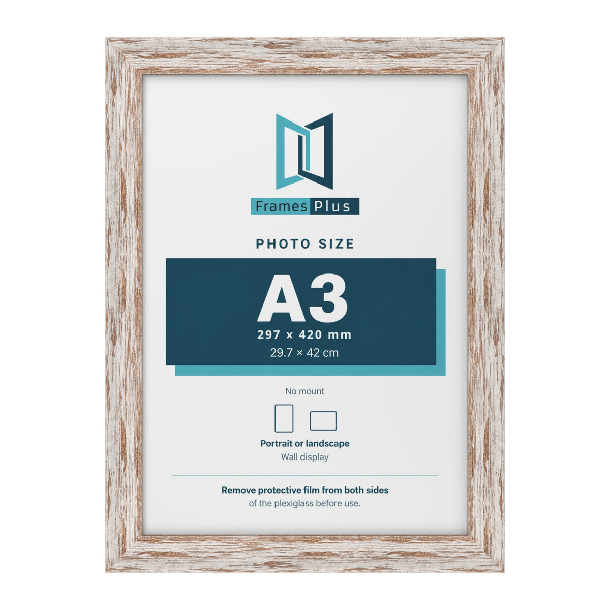 Exmouth Walnut Distressed picture frame for an A3 photo