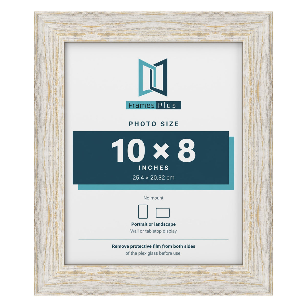 Exmouth White Distressed picture frame for a 10 x 8 inch photo