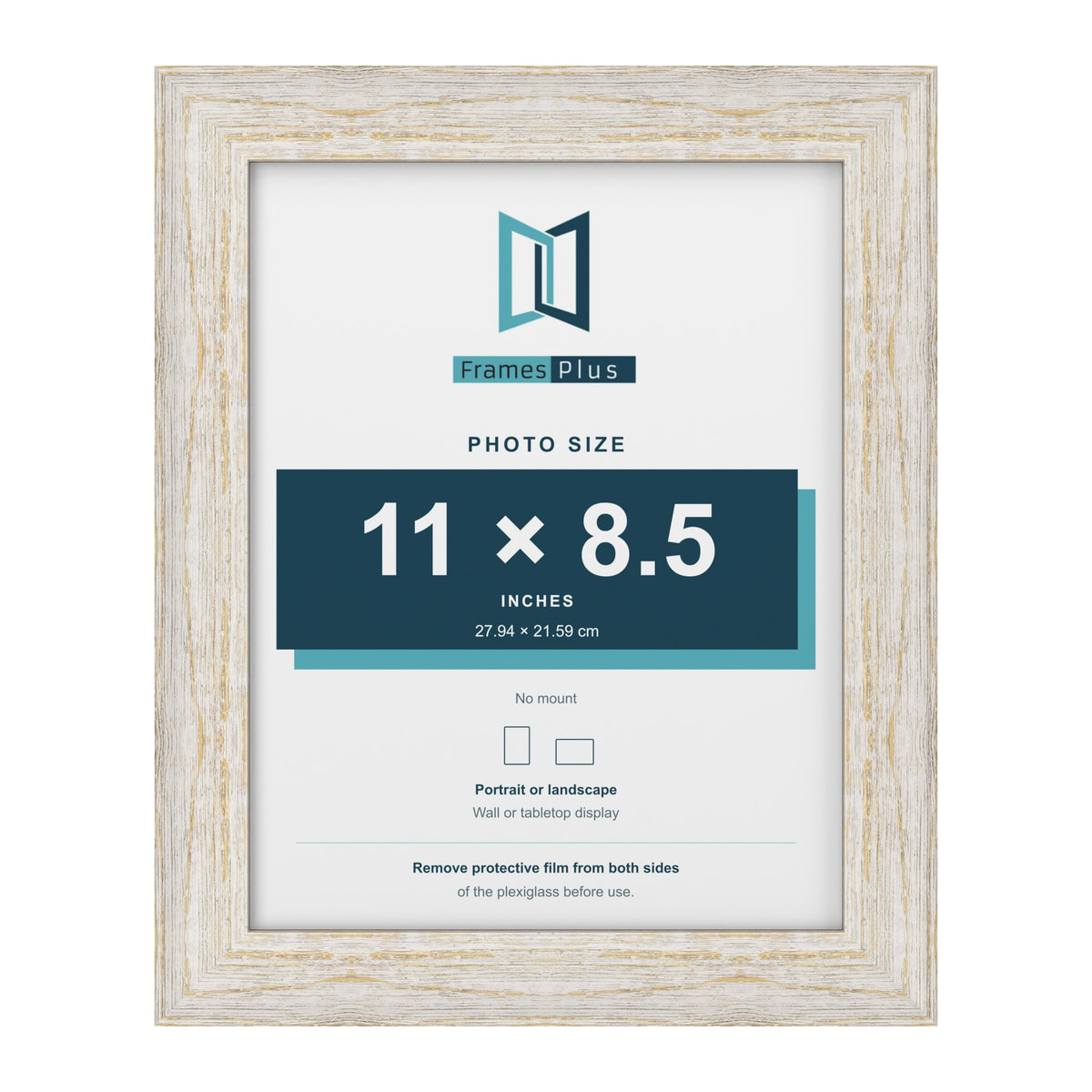 Exmouth White Distressed picture frame for an 11 x 8.5 inch photo