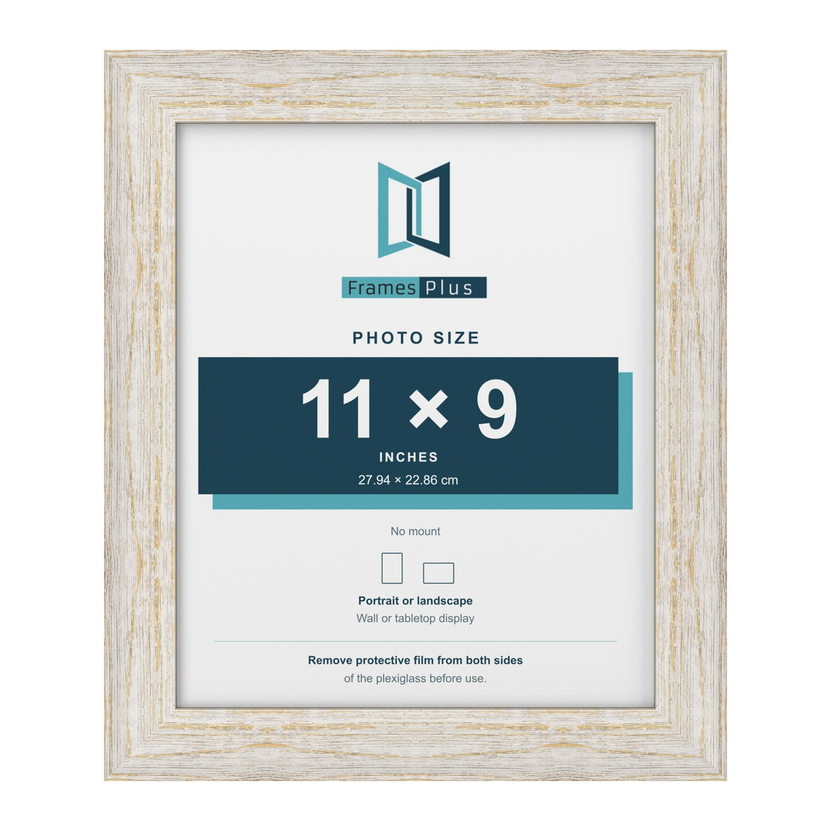 Exmouth White Distressed picture frame for an 11 x 9 inch photo