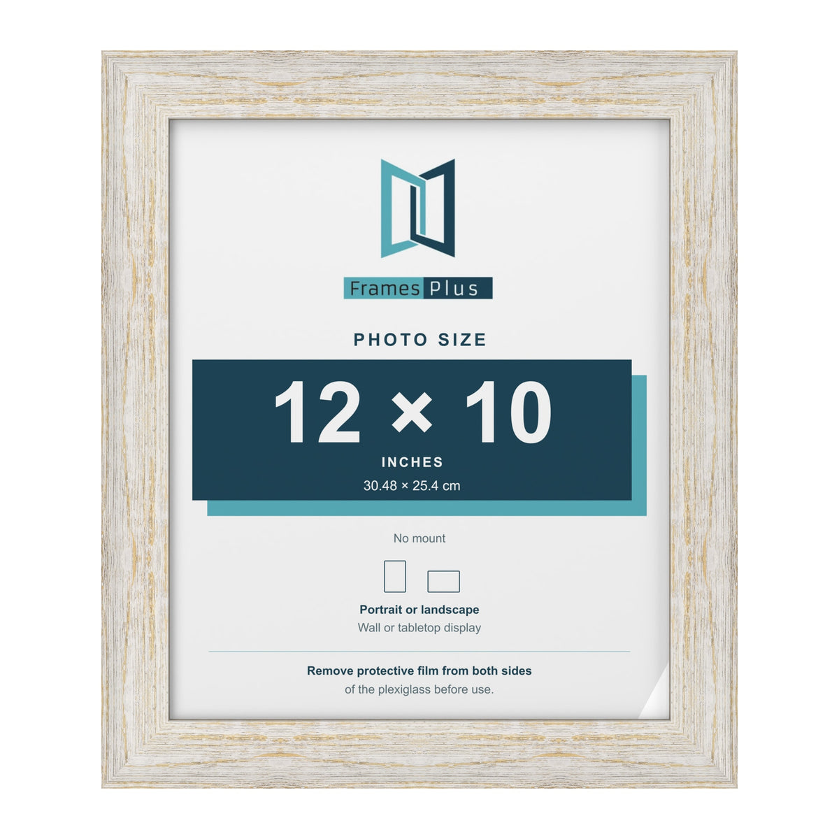 Exmouth White Distressed picture frame for a 12 x 10 inch photo