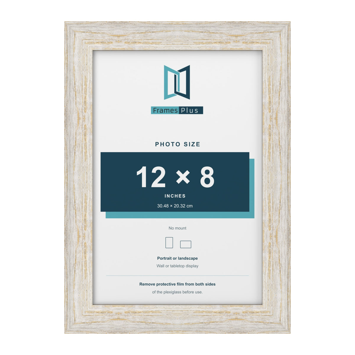 Exmouth White Distressed picture frame for a 12 x 8 inch photo