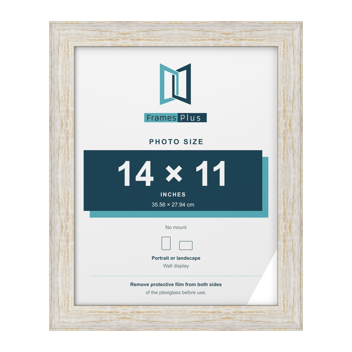 Exmouth White Distressed picture frame for a 14 x 11 inch photo
