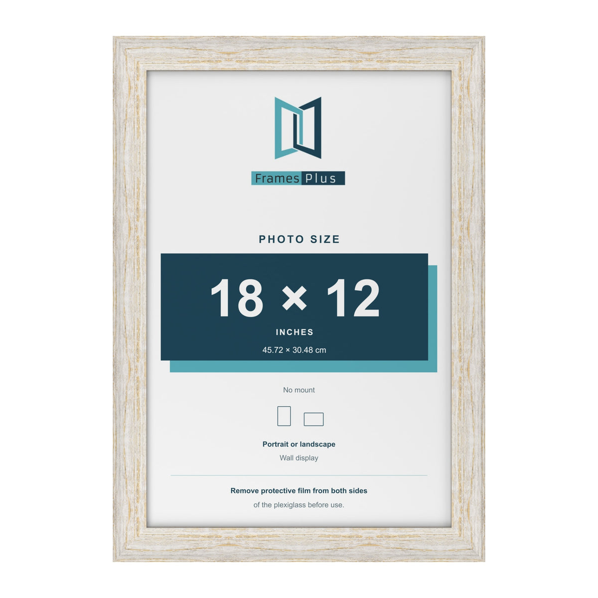 Exmouth White Distressed picture frame for an 18 x 12 inch photo