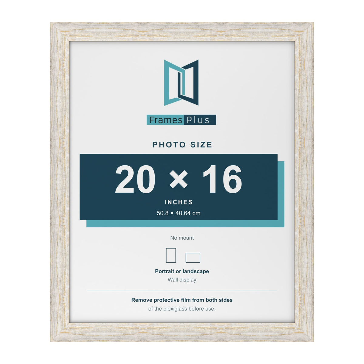 Exmouth White Distressed picture frame for a 20 x 16 inch photo