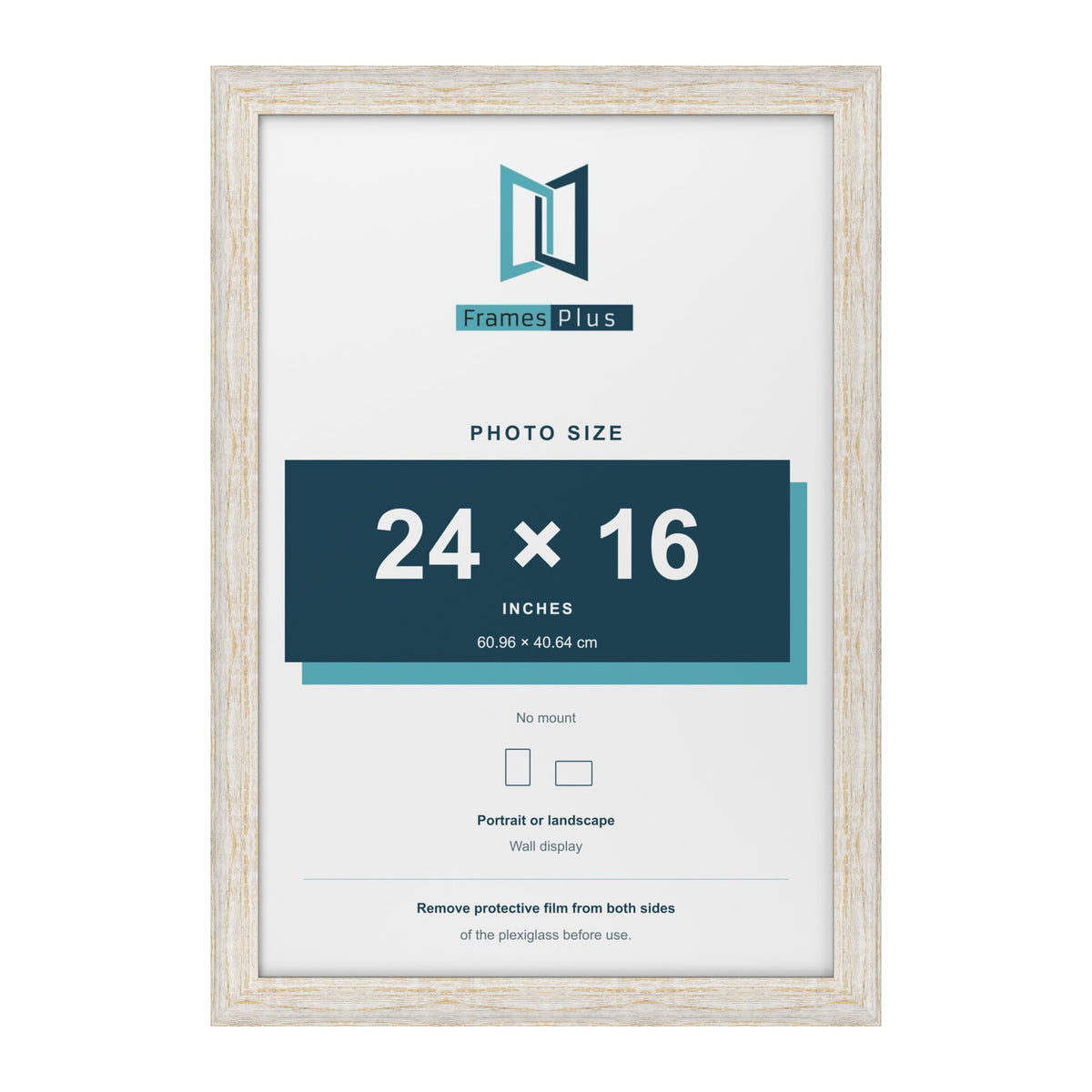 Exmouth White Distressed picture frame for a 24 x 16 inch photo