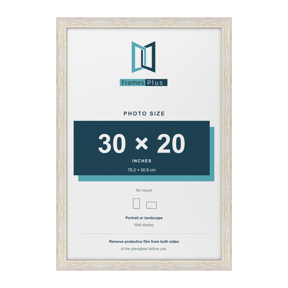 Exmouth White Distressed picture frame for a 30 x 20 inch photo