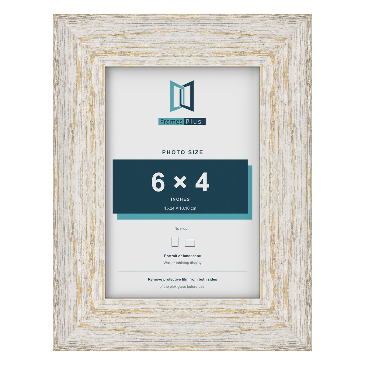 Exmouth White Distressed picture frame for a 6 x 4 inch photo