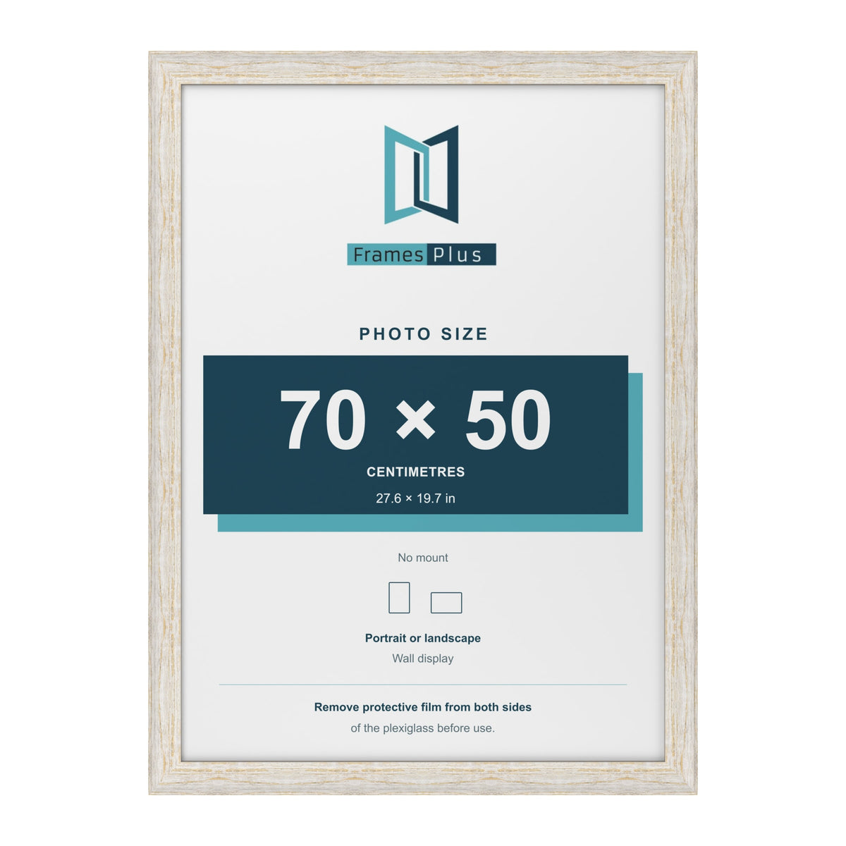 Exmouth White Distressed picture frame for a 70 x 50 cm photo