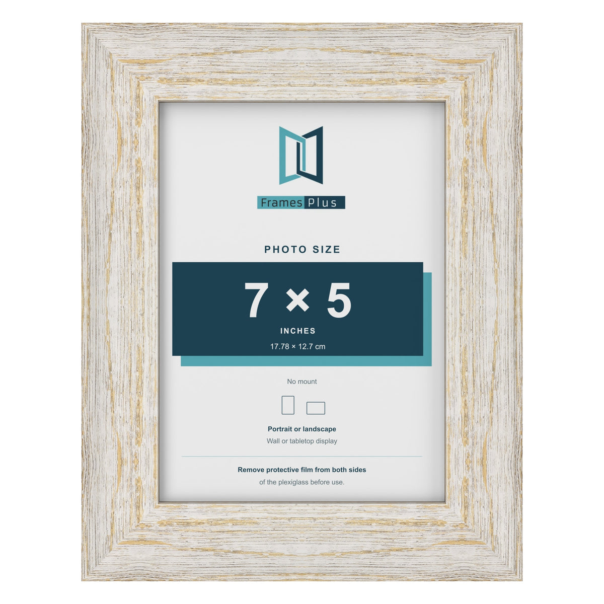 Exmouth White Distressed picture frame for a 7 x 5 inch photo
