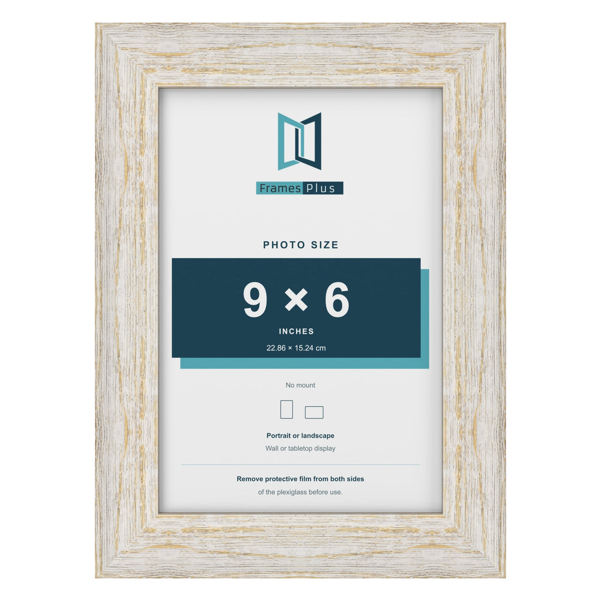 Exmouth White Distressed picture frame for a 9 x 6 inch photo