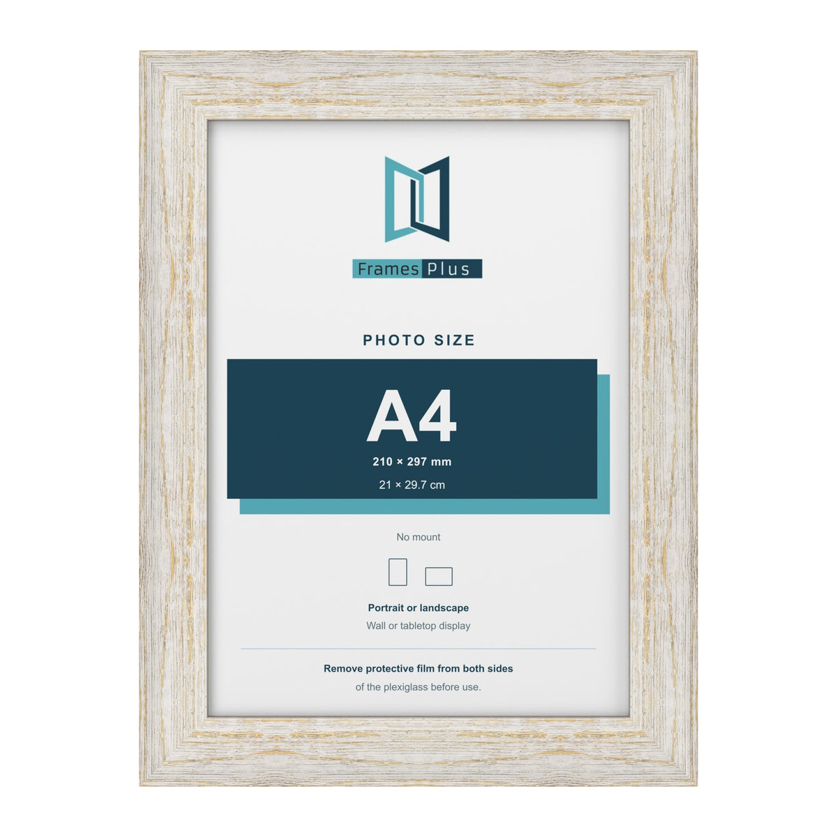 Exmouth White Distressed picture frame for an A4 photo