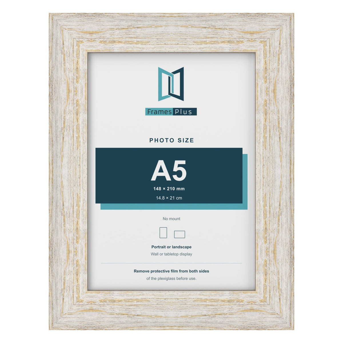 Exmouth White Distressed picture frame for an A5 photo
