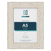 Exmouth White Distressed picture frame for an A5 photo