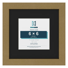 Gold 10 x 10 inch picture frame with a black mount for a 6 x 6 inch photo