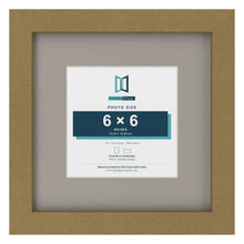 Gold 10 x 10 inch picture frame with a Dawn Grey mount for a 6 x 6 inch photo