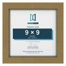 Gold 10 x 10 inch picture frame with a Dawn Grey mount for a 9 x 9 inch photo
