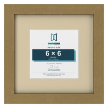 Gold 10 x 10 inch picture frame with an ivory mount for a 6 x 6 inch photo
