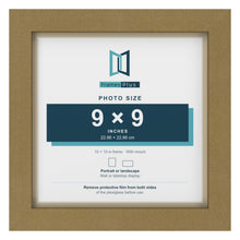 Gold 10 x 10 inch picture frame with an ivory mount for a 9 x 9 inch photo