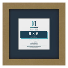 Gold 10 x 10 inch picture frame with a Pacific Blue mount for a 6 x 6 inch photo