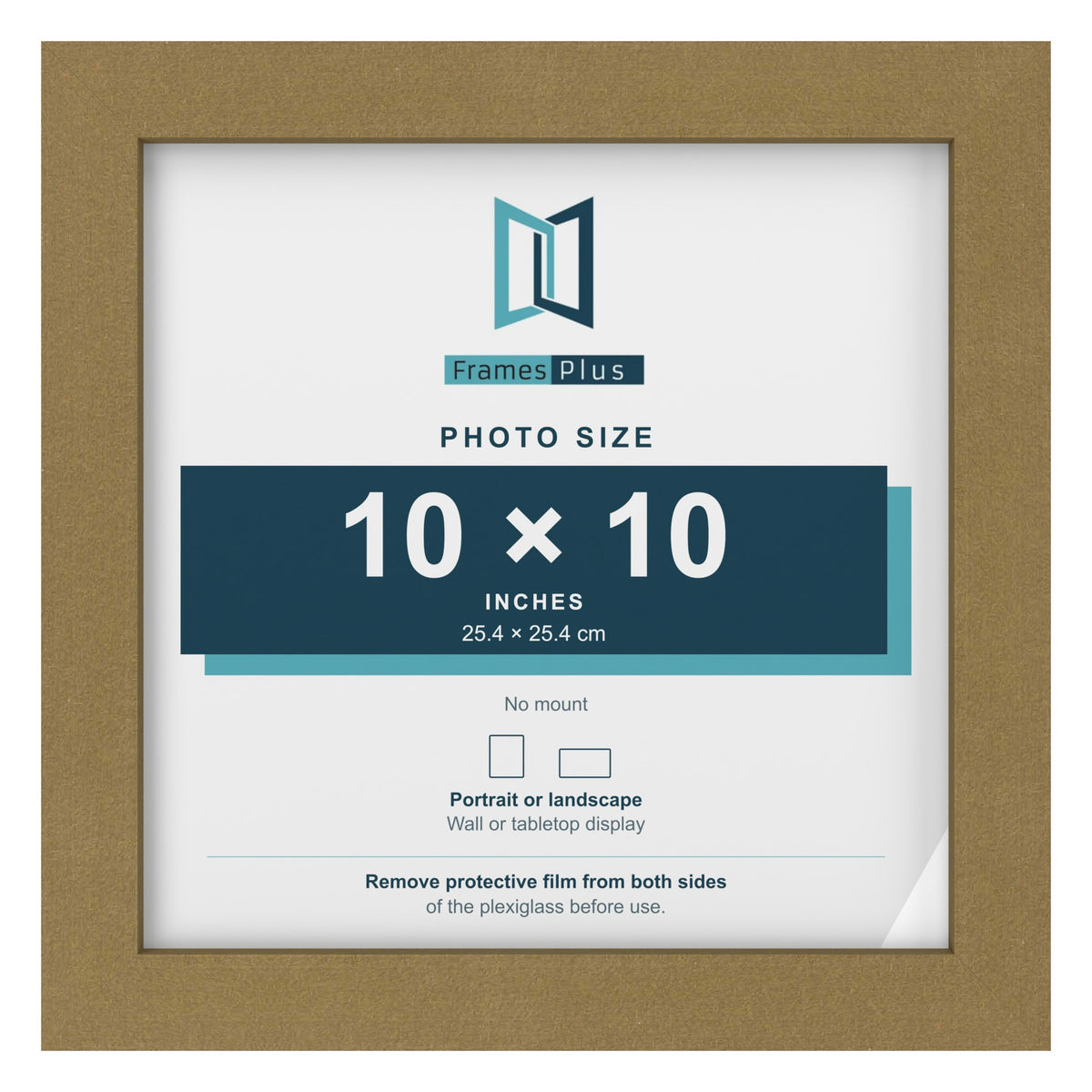 Gold picture frame for a 10 x 10 inch photo