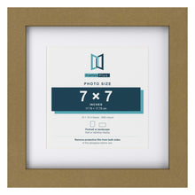 Gold 10 x 10 inch picture frame with a white mount for a 7 x 7 inch photo