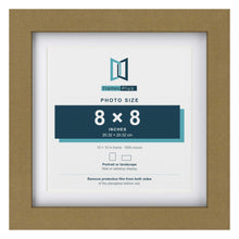 Gold 10 x 10 inch picture frame with a white mount for a 8 x 8 inch photo