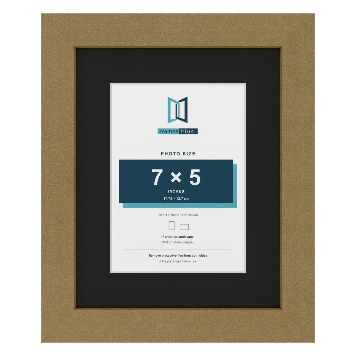 Gold 10 x 8 inch picture frame with a black mount for a 7 x 5 inch photo