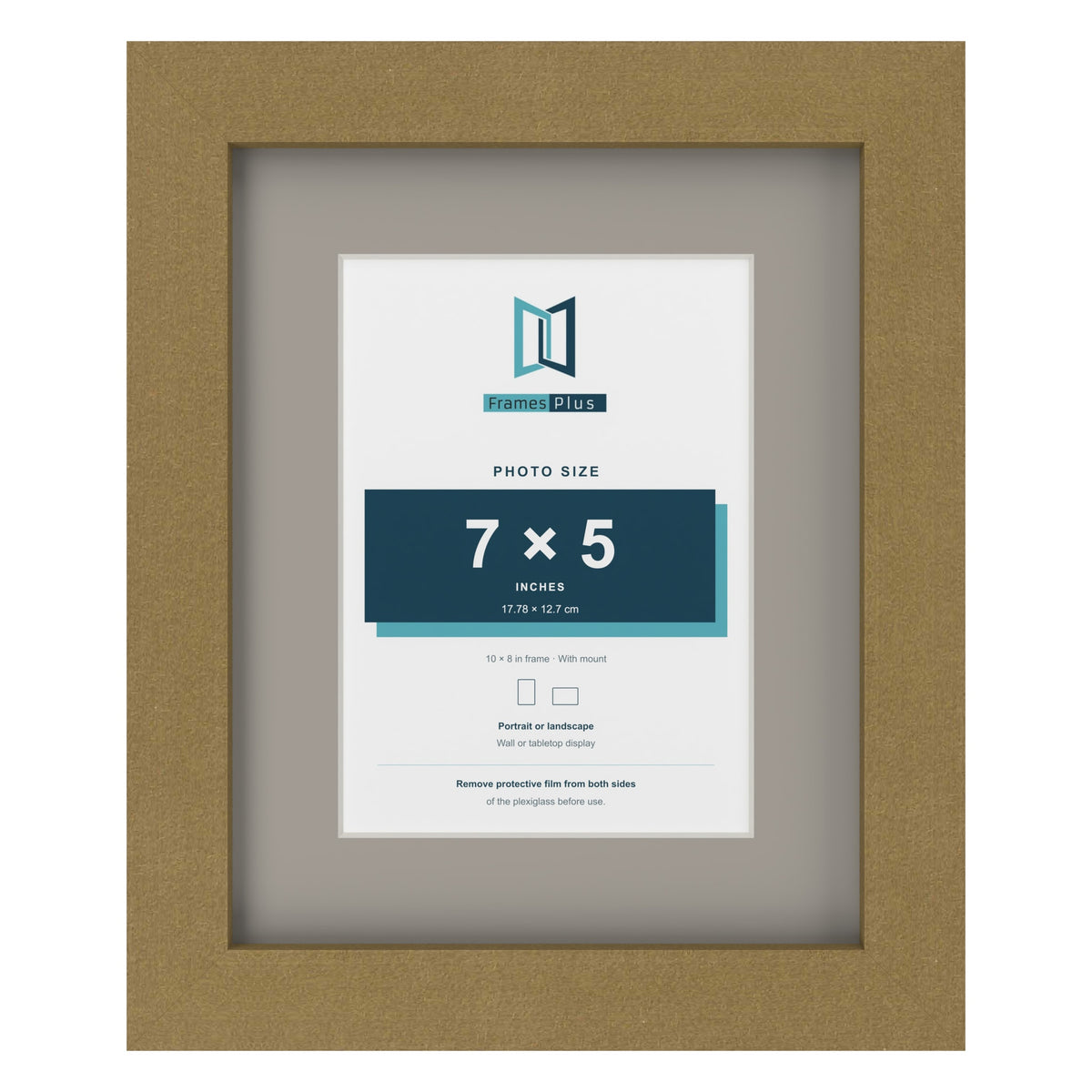 Gold 10 x 8 inch picture frame with a Dawn Grey mount for a 7 x 5 inch photo