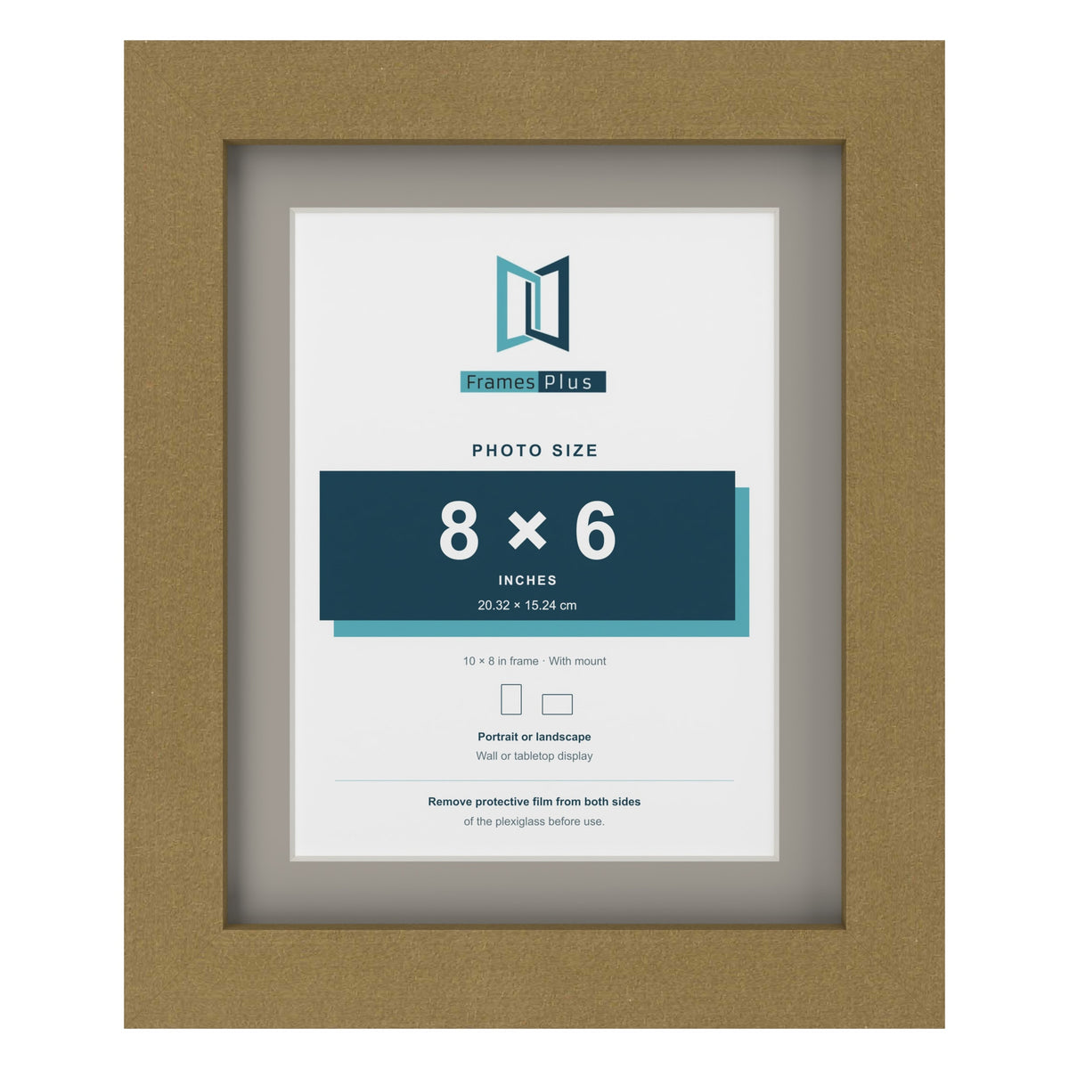 Gold 10 x 8 inch picture frame with a Dawn Grey mount for an 8 x 6 inch photo
