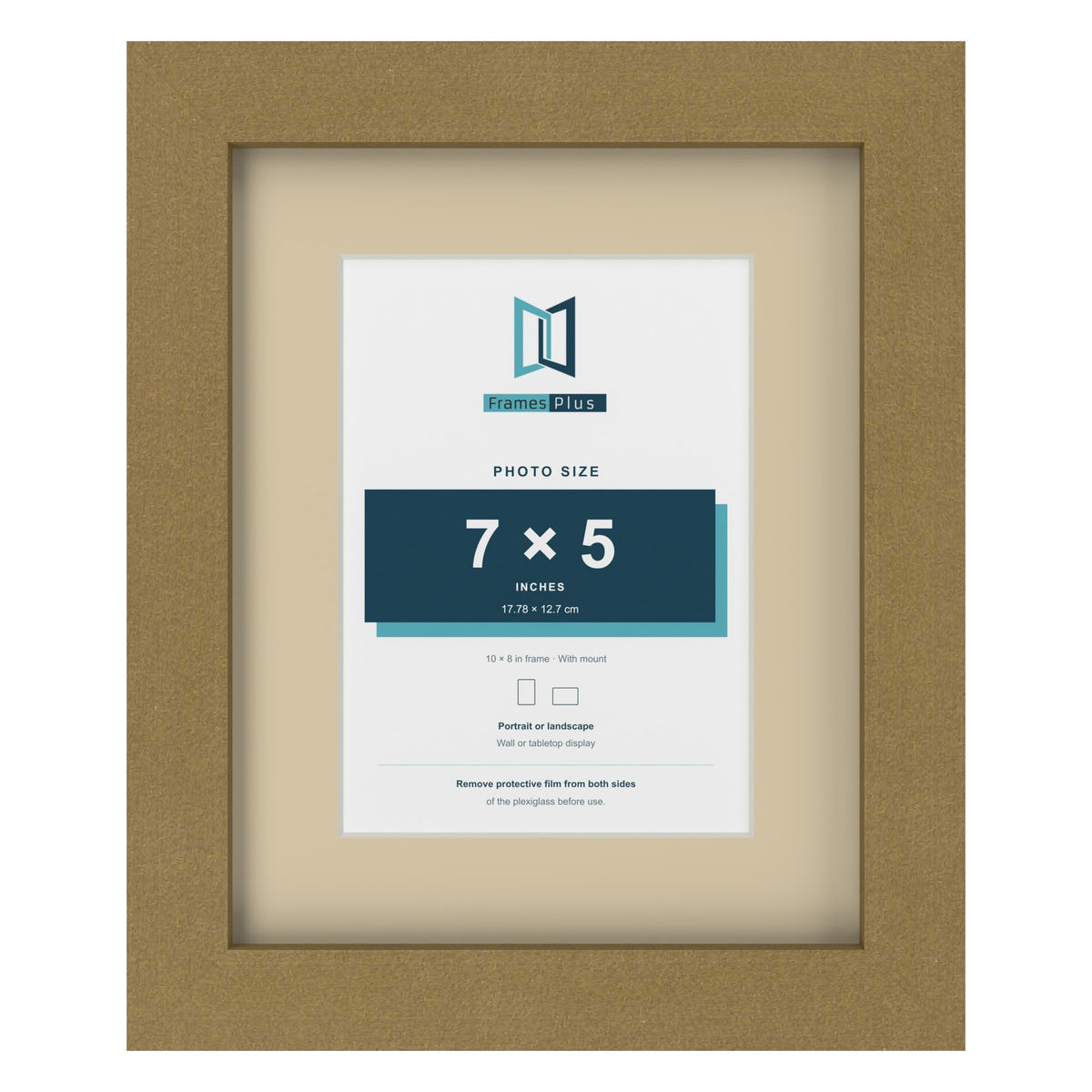 Gold 10 x 8 inch picture frame with an ivory mount for a 7 x 5 inch photo
