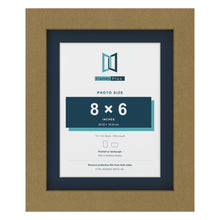 Gold 10 x 8 inch picture frame with a Pacific Blue mount for an 8 x 6 inch photo