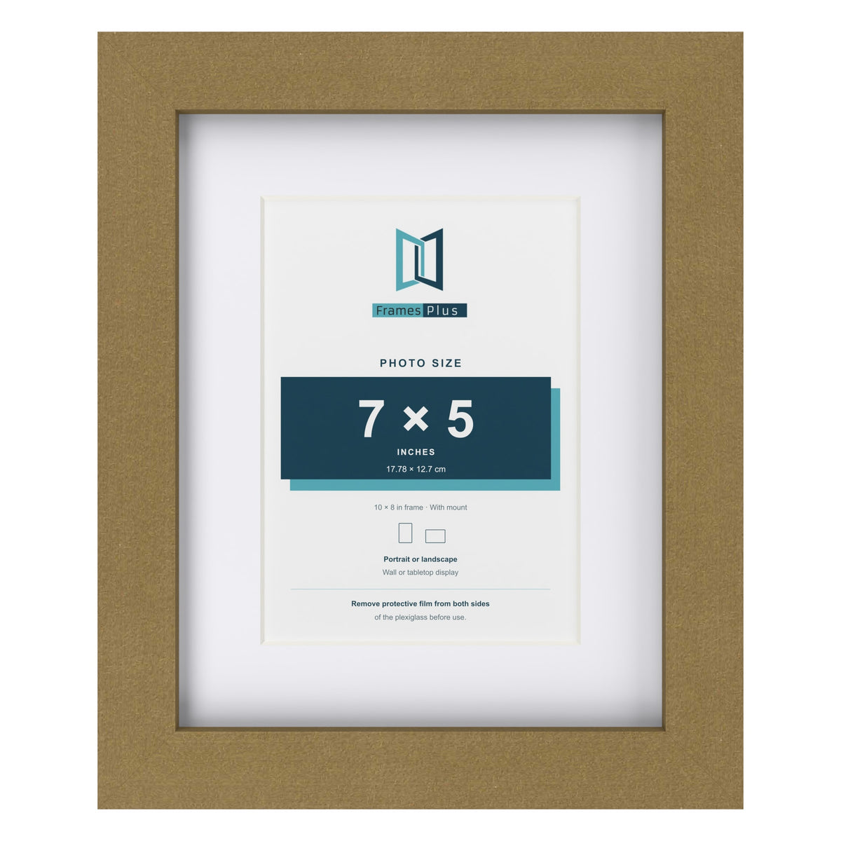 Gold 10 x 8 inch picture frame with a white mount for a 7 x 5 inch photo