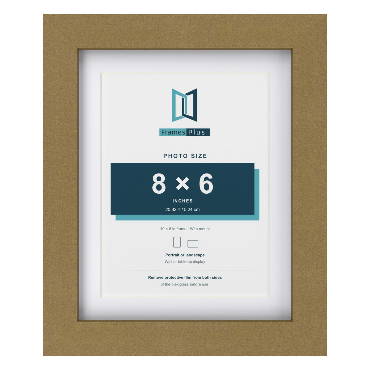 Gold 10 x 8 inch picture frame with a white mount for a 8 x 6 inch photo