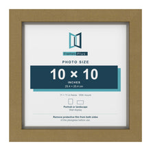 Gold 11 x 11 inch picture frame with a Dawn Grey mount for a 10 x 10 inch photo
