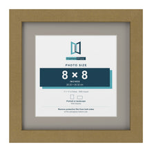 Gold 11 x 11 inch picture frame with a Dawn Grey mount for an 8 x 8 inch photo