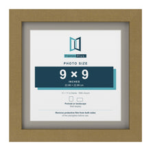 Gold 11 x 11 inch picture frame with a Dawn Grey mount for a 9 x 9 inch photo