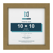 Gold 11 x 11 inch picture frame with an ivory mount for a 10 x 10 inch photo