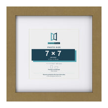 Gold 11 x 11 inch picture frame with a white mount for a 7 x 7 inch photo