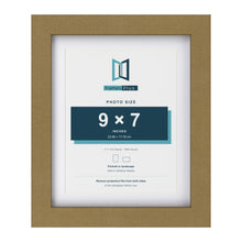 Gold 11 x 9 inch picture frame with a white mount for a 9 x 7 inch photo