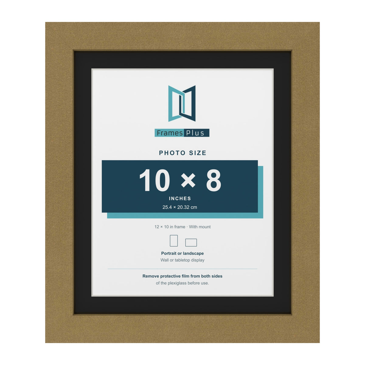 Gold 12 x 10 inch picture frame with a black mount for a 10 x 8 inch photo