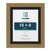 Gold 12 x 10 inch picture frame with a black mount for a 10 x 8 inch photo