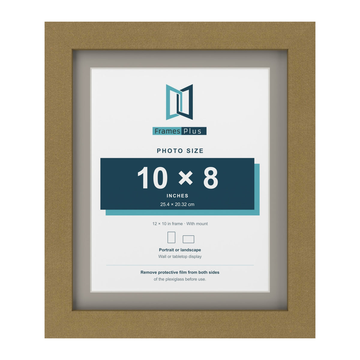 Gold 12 x 10 inch picture frame with a Dawn Grey mount for a 10 x 8 inch photo