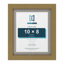 Gold 12 x 10 inch picture frame with a Dawn Grey mount for a 10 x 8 inch photo